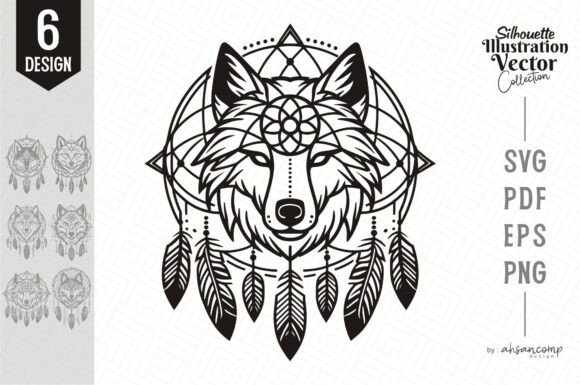 Download Wolf Dreamcatcher Tribal Line Art Vector - Art Collection
