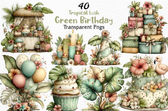 Download Tropical Lush Green Birthday Clipart Png - Art Collection
