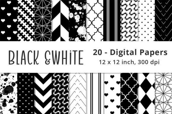 Download Black and White Pattern Digital Paper - Pattern Collection