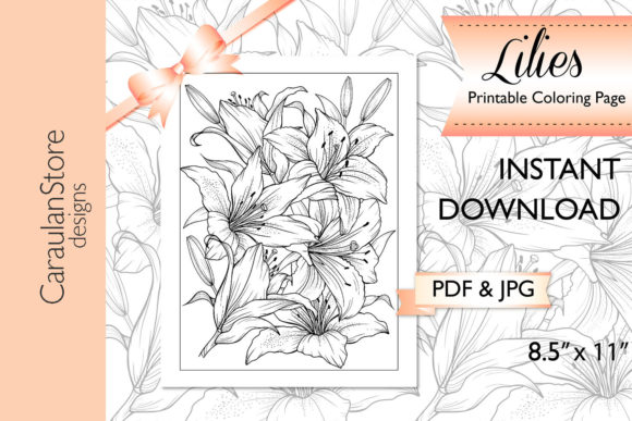 Download Floral Coloring Page, Lily Line Art - Art Collection