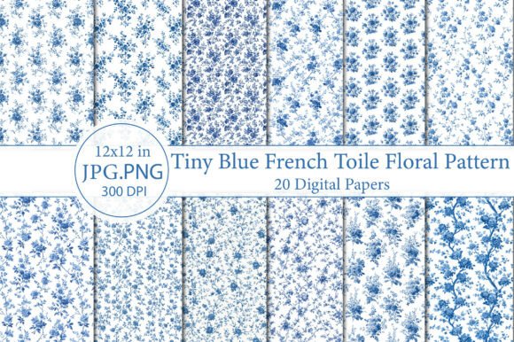 Download Tiny Blue French Toile Floral Pattern - Pattern Collection