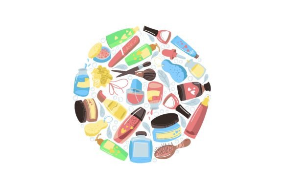 Download Circular Pattern with Beauty Products Ve - Pattern Collection
