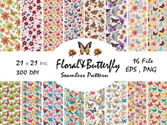 Download Flower and Butterfly Colorful Pattern - Pattern Collection