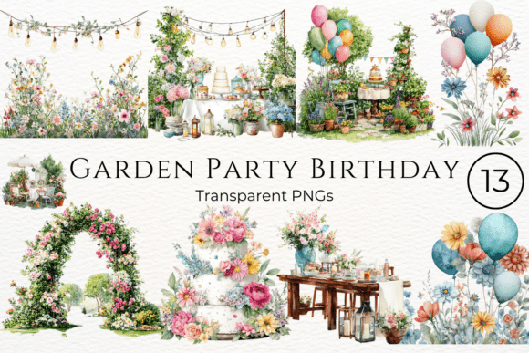 Download Garden Party Birthday Watercolor Clipart - Art Collection