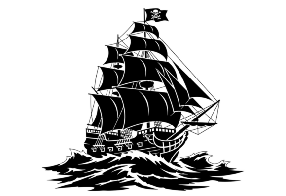 Download Pirate Ship Black Silhouette SVG Clipart - Art Collection