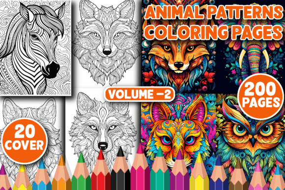 Download 200 Animal Patterns Coloring Pages V - 2 - Pattern Collection