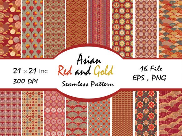 Download Asian Red and Gold Abstract Pattern - Pattern Collection