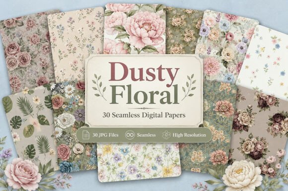 Download Dusty Floral Seamless Patterns - Pattern Collection