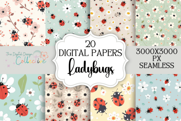 Download Adorable Ladybug Seamless Patterns - Pattern Collection