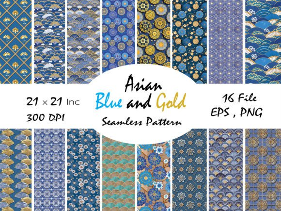 Download Asian Blue and Gold Abstract Pattern - Pattern Collection