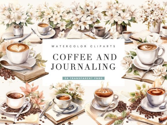 Download Watercolor Coffee and Journaling Clipart - Art Collection