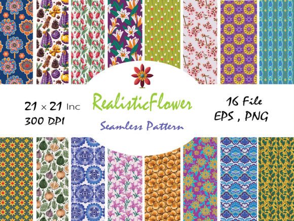 Download Colorful Pattern of Realistic Flower - Pattern Collection