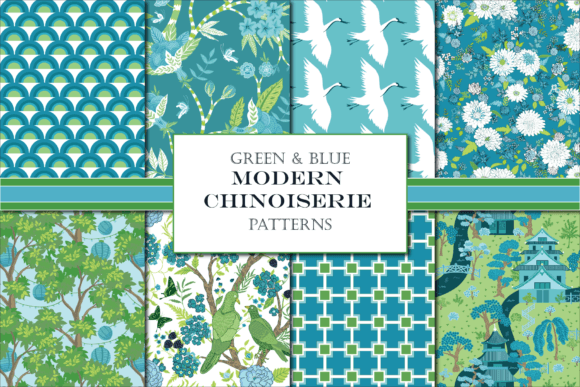 Download Modern Asian Patterns Blue Green - Pattern Collection
