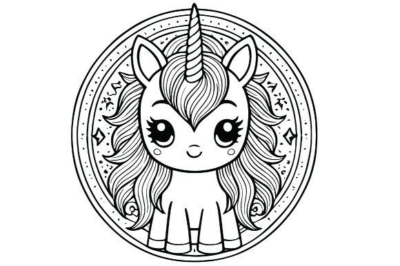 Download Cartoon Unicorn Cute Mandala Drawing - Art Collection