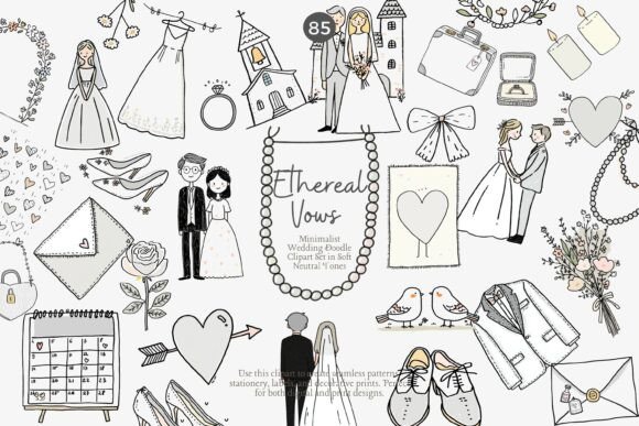 Download Minimalist Wedding Doodle Clipart Png - Art Collection