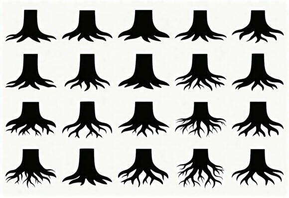 Download Tree Trunk Roots Black Silhouette SVG - Black silhouette svg Collection