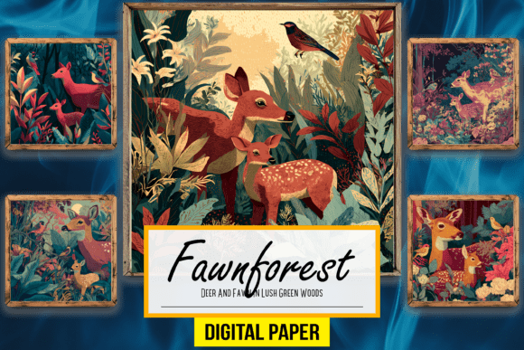 Download Deer and Fawn in Lush Green Woods Arts - Art Collection
