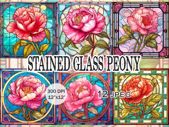 Download Peony Stained Glass JPEG Clipart - Art Collection