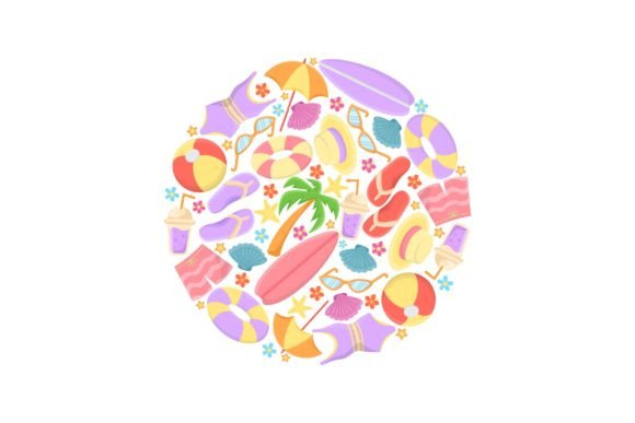 Download Circular Pattern with Beach Holiday Elem - Pattern Collection