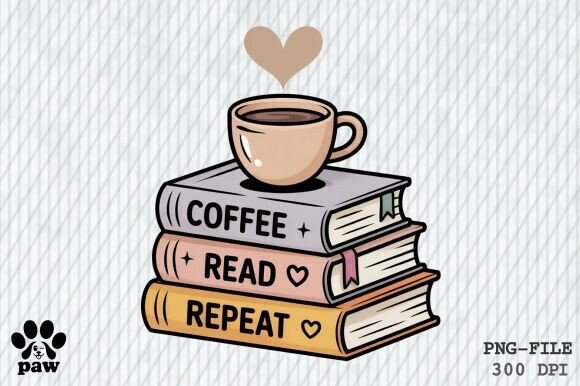 Download Coffee Read Repeat PNG, Cute Book Png - Repeat Collection