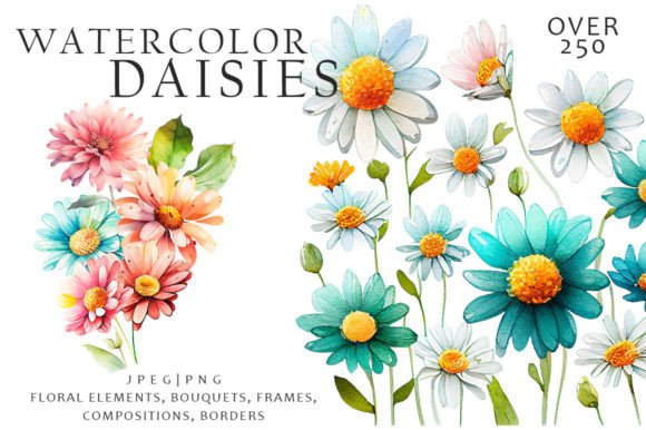 Download Watercolor Daisies Flowers Clipart - Art Collection