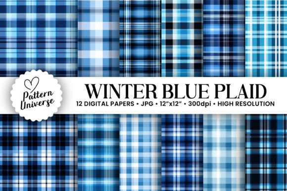 Download Winter Blue Plaid Seamless Patterns - Pattern Collection