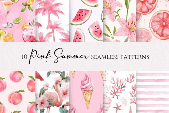 Download Pink Summer Seamless Patterns - Pattern Collection