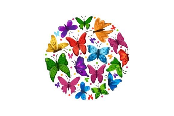 Download Circular Pattern with Colorful Butterfli - Pattern Collection